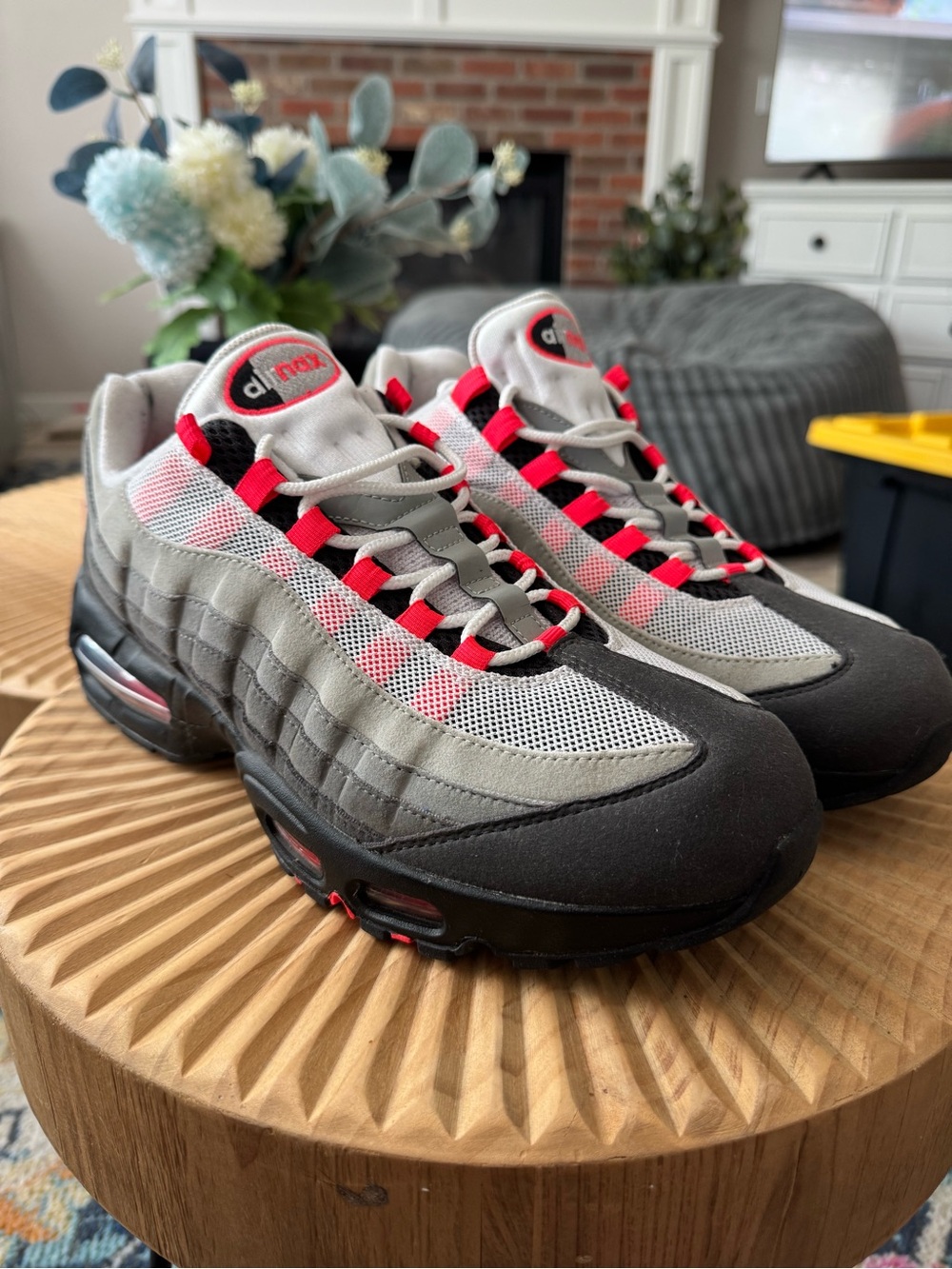 Nike Men's 95 Sneakers in Gray, Black and Red